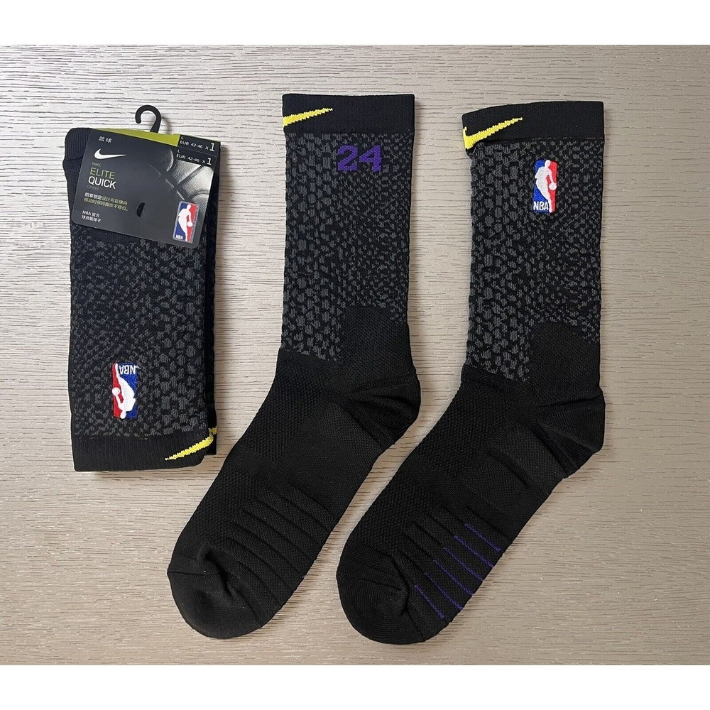 Nike KOBE Lakers BLACK MAMBA CITY EDITION Elite Crew Socks Size US 8-12 - Picture 2 of 16